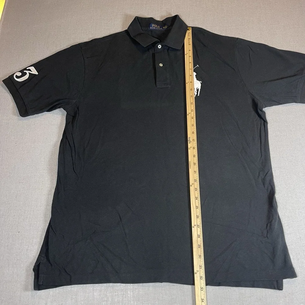 POLO Ralph Lauren Polo Shirt Men's 2XLT Black Big Pony #3 Sleeve Classic Fit‎